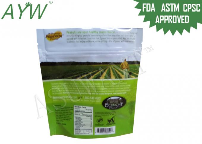 Resealable Pouch Packaging For Sea Salt Peanuts , Silver Ziplock Foil Bag Pouches 4.5 Oz