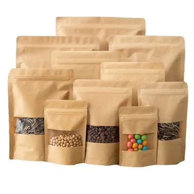 Eko prilagođeni prilagođeni logotip up prouch smeđe kraft papirne vrećice za pakiranje za hranu