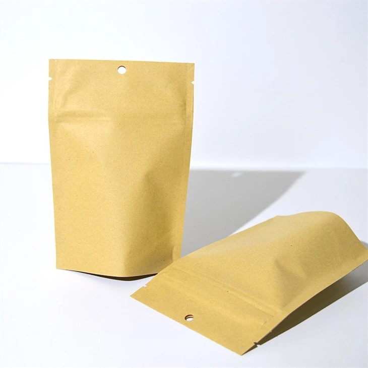 Custom 100% Biodegradable Compostable Food Grade Spice Sanck Kraft Zipper Bag Ziplock Stand Up Paper Pouch